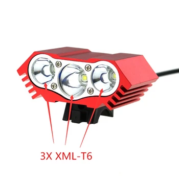 8.4 V USB Ciclism Far 3x CREE T6 LED-uri de 6000 de Lumeni Cap Fata Lumină Bicicleta Bicicleta Lanterna Far 3mode Noi de Vânzare la Cald& bentita
