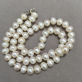 8-9MM Natural de apă dulce Colier de Perle rotunde plate pentru Femei de Moda Bijuterii transport gratuit alb clasic