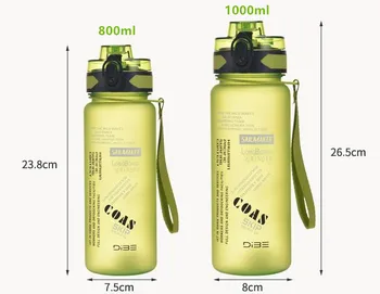 800ml/1000ml Creative Mare Capacitate de Respingere a Acoperi Sticle de Apă Sănătoasă Plastic de Sport în aer liber, de Călătorie Sticla Mea Agitator de Sticla