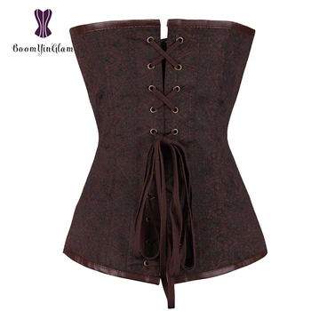 925# Regale femei maro steampunk corset body sculpting body shaper talie body corset de oțel dezosată corset