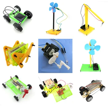9în1 DIY Manual Manual de Asamblare Model de Bloc de Material Solare / energie Electrică Copii Tehnologie Educațională Puzzle Jucării Mici Set