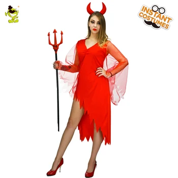 Adult Diavolul Costum Pentru Femei Sexy Red Evil Regina Vampir Costum Petrecere de Halloween Cosplay Rochie Fancy Costume