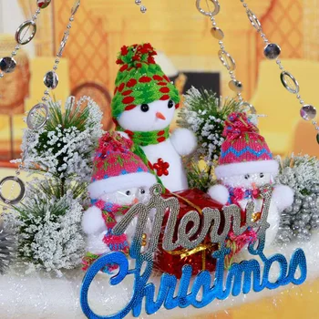 Agățat Santa Ușă Decor Umplute Crăciun Marionete Moș Crăciun, om de Zăpadă jgheab tabla de Reni CRĂCIUN FERICIT Salut