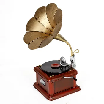 Alimentar Obiecte De Artizanat Din Metal Gramofon Antic De Epocă Record Player Model Home Decor Meserii Creative Ornamente