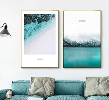 ALMUDENA Nordic Albastru Ocean Compozit Pictura Panza Printuri Modular Imagine Arta de Perete Poster pentru Camera de zi de Decorare Nr Încadrată