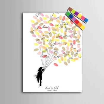Amprenta Balon Semnătura Panza Pictura Îmbrățișare de Mireasa Mire, Cadou de Nunta de Decorare DIY Carte de Oaspeți