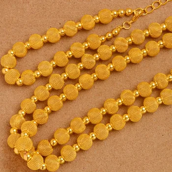 Anniyo 82cm Margele Colier și 24cm Bratari pentru Femei de Moda de Culoare de Aur Minge Bijuterii seturi de Petrecere (Dimensiune Minge de 1,2 cm) #103606