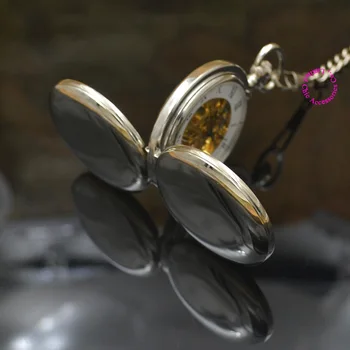 Argint Mecanice Ceas de Buzunar om netede cazul 2 de epocă tatăl Elegant negru de Mână Vântul Roman Numărul cadou oră bună calitate