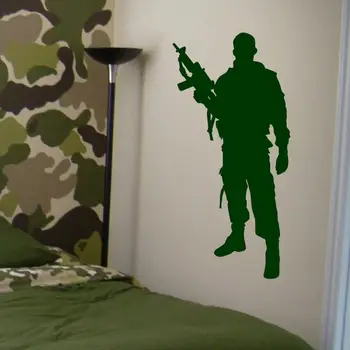 Armata militară Soldat Perete Decal Acasă Băieți Decor Dormitor Artă Murală Vinil Autocolant Detașabil Interior Casa Decora Decalcomanii ZB501