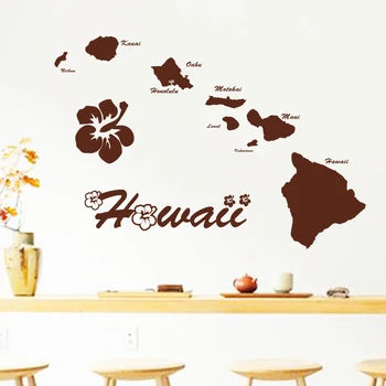 Art ieftine vinil acasă decorare Hawaii insulele autocolant perete amovibil decor casa numele citat harta decalcomanii în camera de zi dormitor