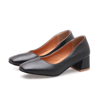 ASUMER negru bej moda primavara toamna anului nou 2018 pantofi de femeie deget de la picior pătrat superficial casual pătrat femei toc med tocuri pantofi