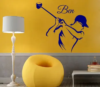 Autocolant perete Jucător de Golf Sport Vinil Pepinieră personalizate Personalizate Nume de Copii Boy Camera de Îndepărtat Decal Poster DIY Decorare WW-159