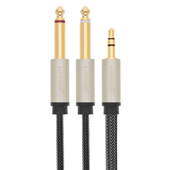 AV126 Placat cu Aur 3.5 mm la 2 x 6,35 mm Cablu Audio Mono Y-Cablu Splitter Cablu pentru iPhone, iPod, Calculator, plăci de Sunet, CD Player