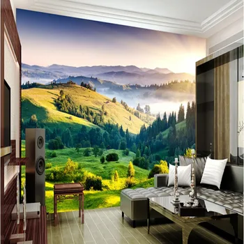 Beibehang canapea fundalul stereoscopic 3d tapet peisaj TV camera de zi tapet de fundal de munte cu pășuni