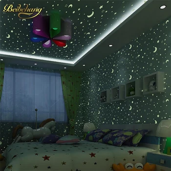 Beibehang cu Ridicata și cu amănuntul stele albastre copii veioza tapet dormitor copil de sus speciale non - țesute fluorescente