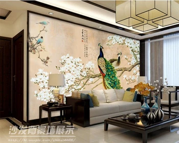 Beibehang fresca tapet înflorit bogat păun de bun augur 3D TV camera de zi canapea dormitor decor acasă picturi murale 3D tapet