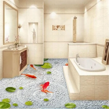 Beibehang Personalizat Podele Decor 3d Lintiță Frunze de Gâscă Soft Rock Pește de Apă Baie Dormitor Etajul mall pictura