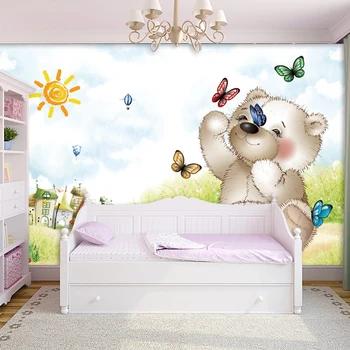 Beibehang Personalizat Tapet Mural Papel De Parede de Desene animate 3D Urs Obraznic Cameră pentru Copii Dormitor Non-țesute Tapet Tipărite