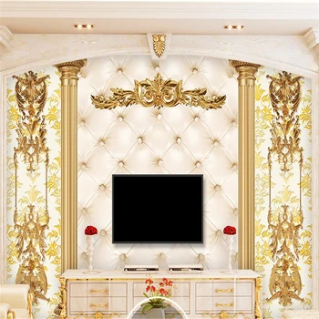 Beibehang Personalizate de mari dimensiuni fotografie tapet mural 3d de lux, aur European model de sac moale TV camera de zi tapet de fundal