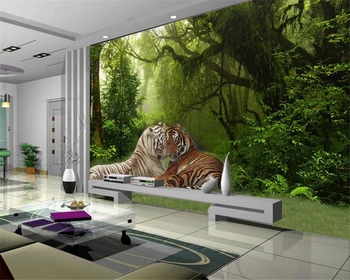 Beibehang Tapet Personalizat Camera de zi Dormitor Fundal 3d Tapet Pădure Tigru în Junglă Canapea la TV de Fundal tapet de Perete