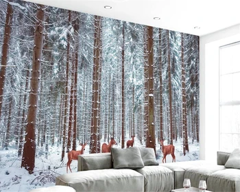 Beibehang tapet Personalizat frumoasă pădure zăpadă cerb mare imagini de fundal TV camera de zi camera de fundal de perete 3d tapet mural