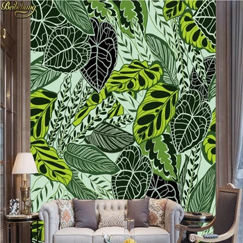 Beibehang tapet Personalizat pictură murală mare autocolante de perete retro pădure tropicală de palmier frunze de banane living TV de perete