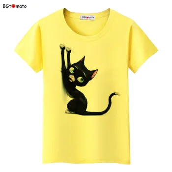 BGtomato Desene animate elegent pisica neagra 3D T-shirt femei super-drăguț minunat fata de tricouri Marca buna calitate bluze casual de vara tees