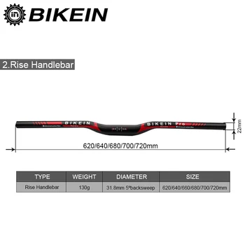 BIKEIN PRO Ultralight Plin T700 3k Carbon Biciclete de Munte Ghidon 31.8 mm, MTB Plat/Creșterea Ciclism Mâner Baruri Piese de Bicicletă 130g