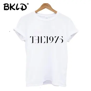 BKLD 2018 Vara pentru Femei Maneci Scurte Scrisoarea Imprimate tricou 1975 Bumbac Casual Amuzant Tricouri Pentru Lady Alb Negru Topuri Tricouri