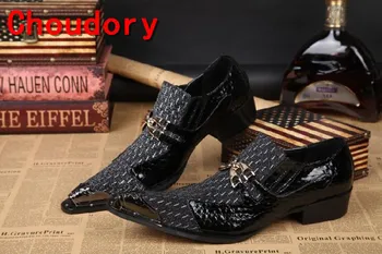 Black mens pantofi clasici cu țepi mocasini europene mens pantofi rochie din piele zapatillas hombre formale pantofi pentru bărbați