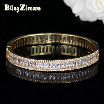 BlingZircons Faimosul Brand Aur Galben De Culoare De Nunta Mireasa Brățări Cubic Zirconia Setarea De Lux Indian Bijuterii Pentru Femei B112