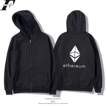 Blockchain Ethereum Hanorac Barbati/Femei cu Fermoar Ethereum Bitcoin Streetwear Imprimare ETH Logo-ul Cald Hoodie Zip-Up Plus Dimensiune