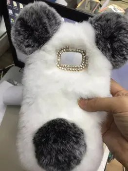 BotexBling PANDA Drăguț blana de Iepure Rex telefon caz Pentru LG 2017 K8 k4 k10 capac DIY pufos de pluș Diamant Pentru LG V20 blană cald caz