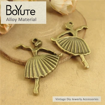 BoYuTe (40 Piese/Lot) 25*30MM Antic de Bronz Placat cu Zinc din Aliaj Balerina Fata de Balet Farmece Pandantive pentru Bijuterii Diy Colier