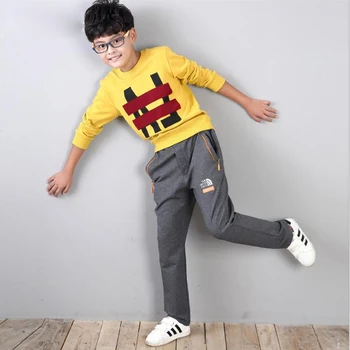 Brand de îmbrăcăminte adolescente primavara boy pantaloni de trening pantaloni băiat mare 8 - 16 ani dimensiune pentru copii fete de agrement pantaloni gri stil unisex