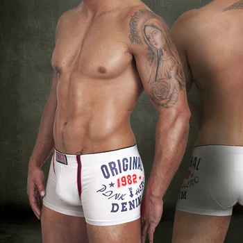 Brand Nou pentru Bărbați Boxer din Bumbac Sexy Barbati Lenjerie intima Boxeri pantaloni Scurti Barbati de Imprimare Chiloți Albi Portbagaj M/L/XL/XXL transport Gratuit