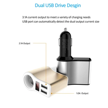 BTOD Dual USB Masina Încărcător Extern de Țigară Priză Brichetă LED Tensiune Pentru iPhone 5 5S 6 6S 7 Plus Samsung Huawei Adaptor