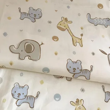 Bumbac diagonal pânză de desene animate drăguț animale dungi tesatura pentru DIY pentru copii lenjerie de pat perne haine ambarcațiunile de decor lucrate manual quilting