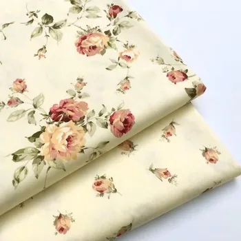 Bumbac diagonal TESATURA pastorală bej rose flori imprimate pentru DIY pătuț lenjerie de pat îmbrăcăminte mozaic ambarcațiuni quilting manopera decor