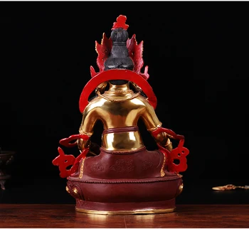 BUN Budist, Buddha figura ACASĂ eficace Talisman de Protecție-31CM mare Aurit Tibetan Galben Jambhala avere dumnezeu Buddha