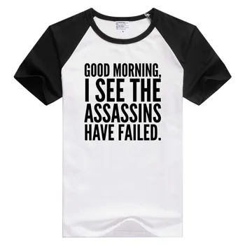 Bună dimineața, văd că asasinii nu au reușit. maneci scurte casual Barbati Femei T-shirt Confortabil Tricou Cool Print Topuri GA626