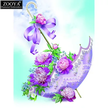 Burghiu plin 5D DIY diamant broderie violet umbrela floare piața diamant pictura cruciulițe Stras mozaic decor