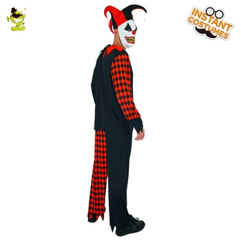 Bărbați Criminal Cosplay Costum de Clovn Halloween, Carnaval, Petrecere Black &Red Costum Înfricoșător Masca Rol Joaca Clovn Ucigas Costume Petrecere