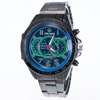 Bărbați cuarț ceas Original GERIDUN marca steel mens watch multifuncțional ceas de moda pentru bărbați Blue Ray Sticlă de Cuarț Ceasuri Analogice