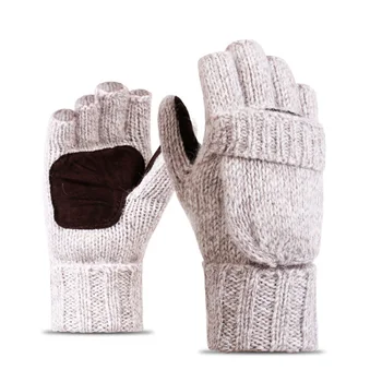 Bărbați Mănuși De Degete De Sex Masculin Lână Cald Iarna Expuse Deget Mănuși Cu Un Deget Tricotate Cald Flip Jumătate Degetul Mănuși De Înaltă Calitate D-Z07