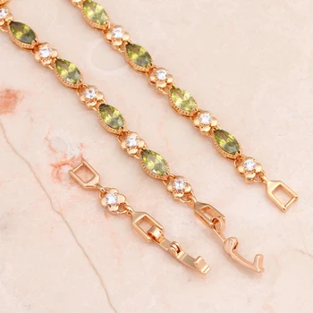 Cadou de lux pentru mama Floare de design Ton de aur moda bijuterii Peridot Verde de Zirconiu bratari Nichel si Plumb TBS756