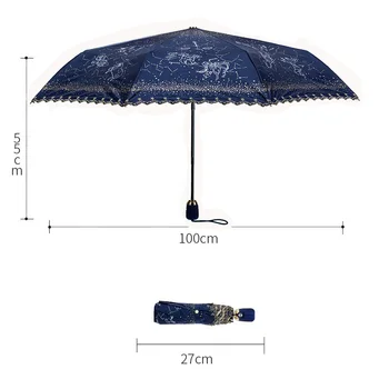 Cadou femei umbrela pliere automata umbrele de ploaie impermeabil stele TTK de brand UV fata de soare dantela umbrela de plaja umbrela de sex feminin