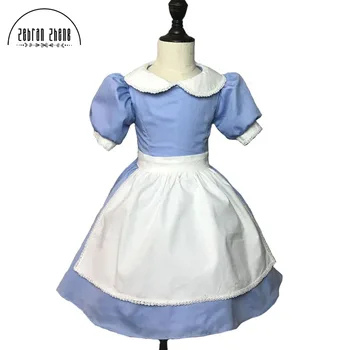 Calitate de Top New Sosire Printesa Belle Copii Cosplay Costum frumoasa si ia Albastru Menajera Fantezie pentru Copii de Halloween Rochie