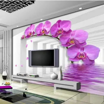 Camera de studiu Tapet în stil Modern, Violet Flori Personalizate 3D Dimensiune Fotografie Tapet de Fundal Stereoscopic picturi Murale de Perete de Hârtie