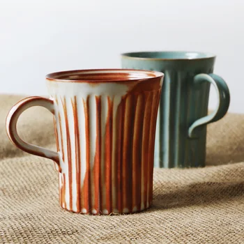 Cani ceramice lucrate Manual Creativ retro Prezintă Cafea, Lapte, Ceai, Cani de Portelan cana Drinkware cu lingura de personalitate 3 culori 320ml